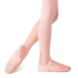 NEW Revolution Pink Leather Stertch Ballet Dance Shoes Size 11.5/12 (13A)